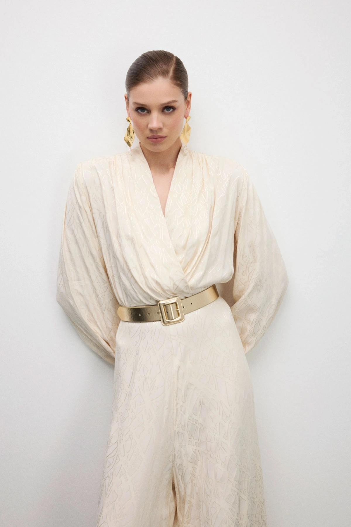 Taylor Asimetrik Yakalı Tulum Bej