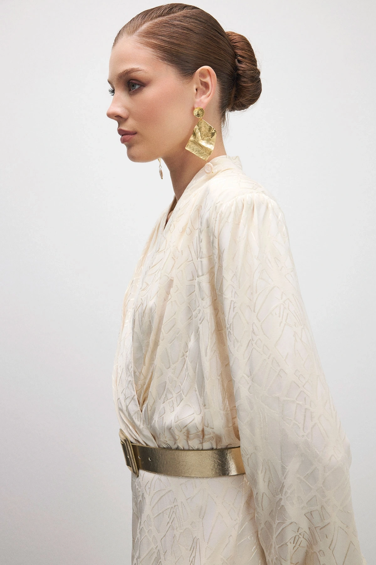 Taylor Asimetrik Yakalı Tulum Bej