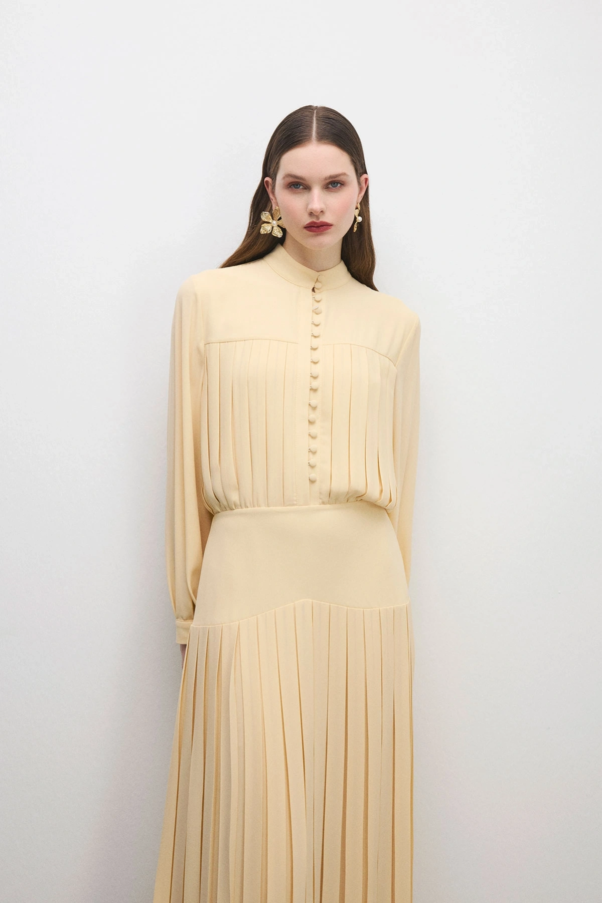 Beheen Pileli Elbise Vanilya