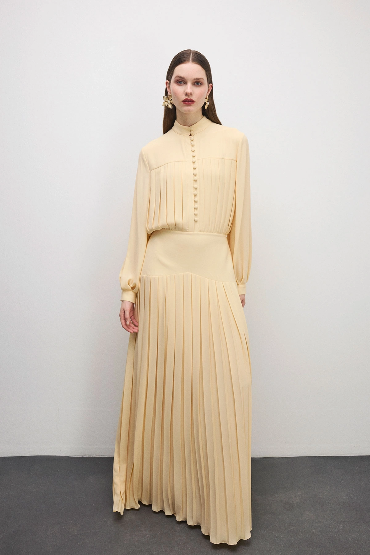 Beheen Pileli Elbise Vanilya