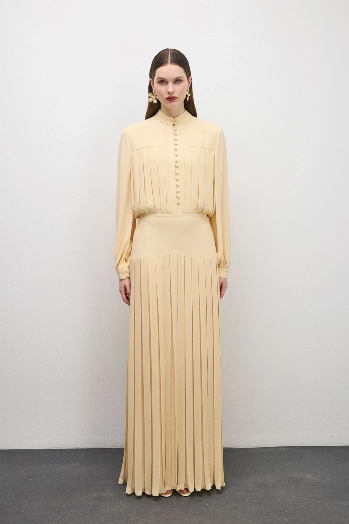 Beheen Pileli Elbise Vanilya