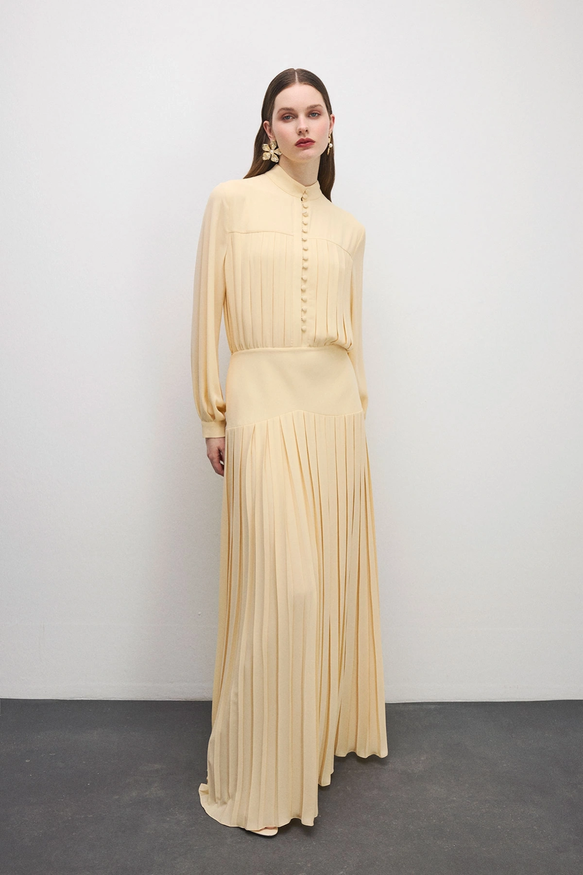 Beheen Pileli Elbise Vanilya