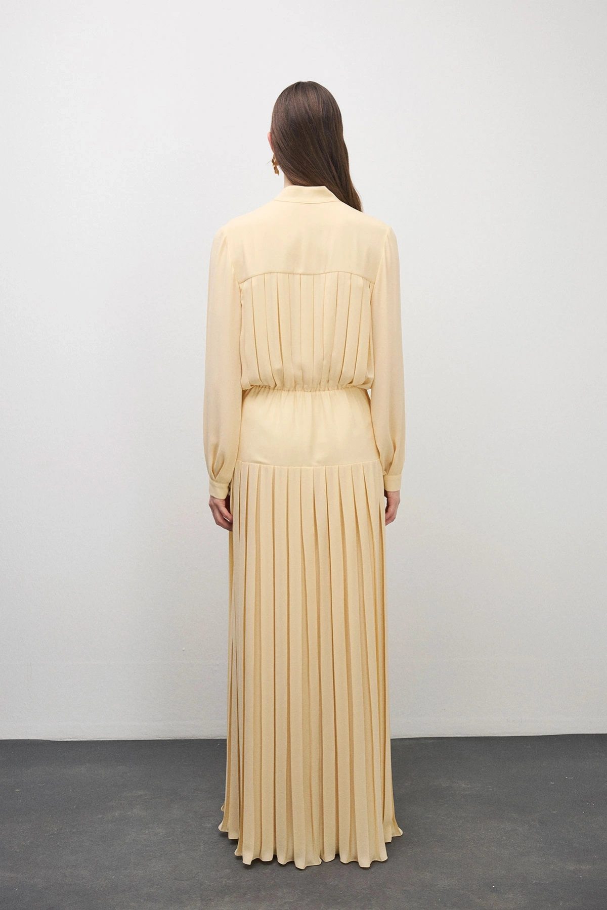 Beheen Pileli Elbise Vanilya