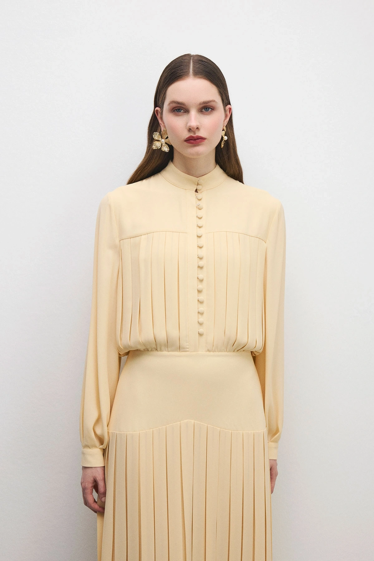 Beheen Pileli Elbise Vanilya