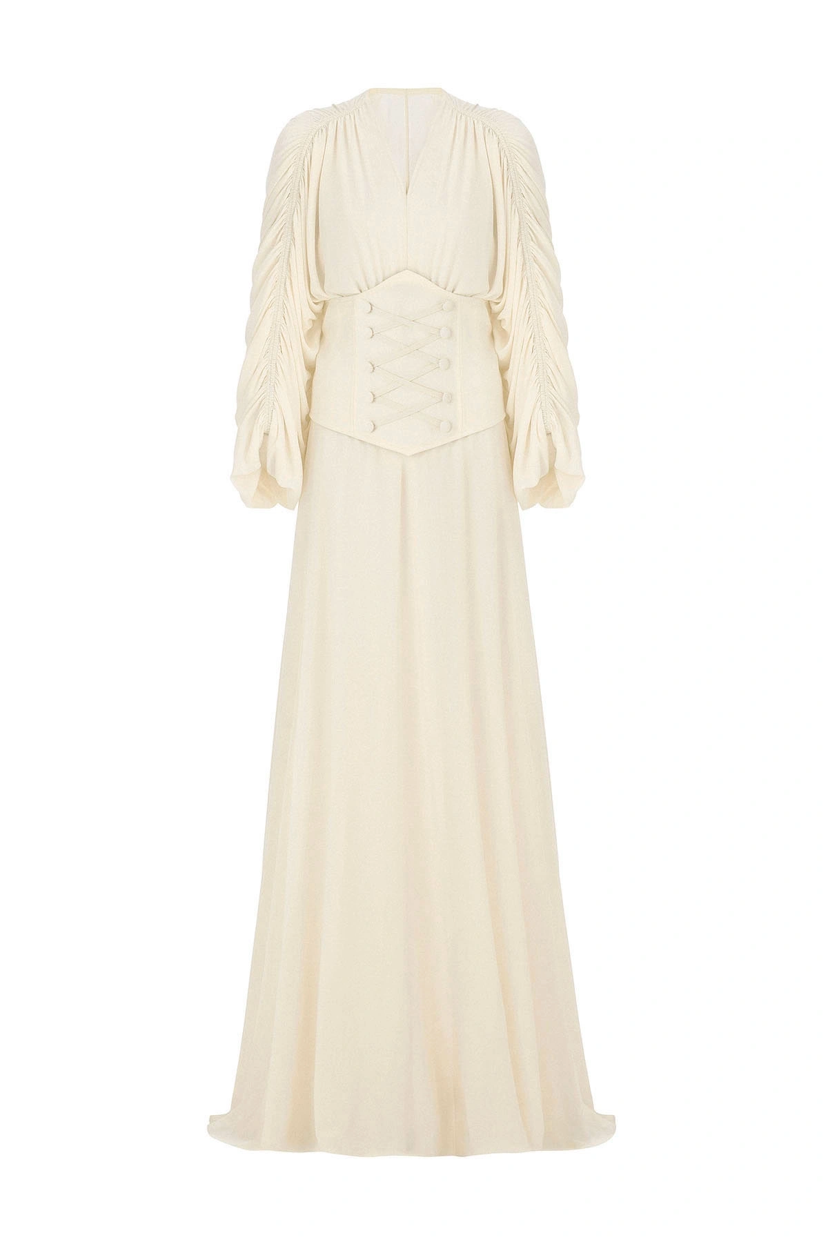 Breeze Drapeli Elbise Bej