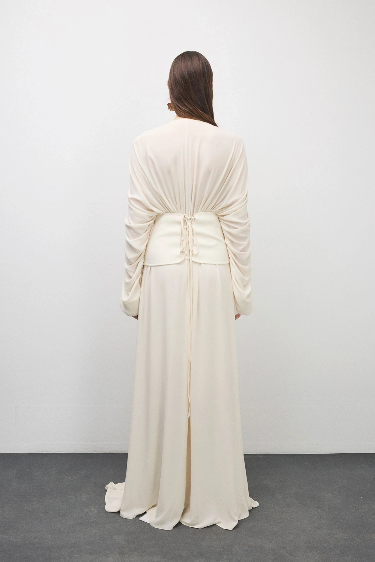 Breeze Drapeli Elbise Bej