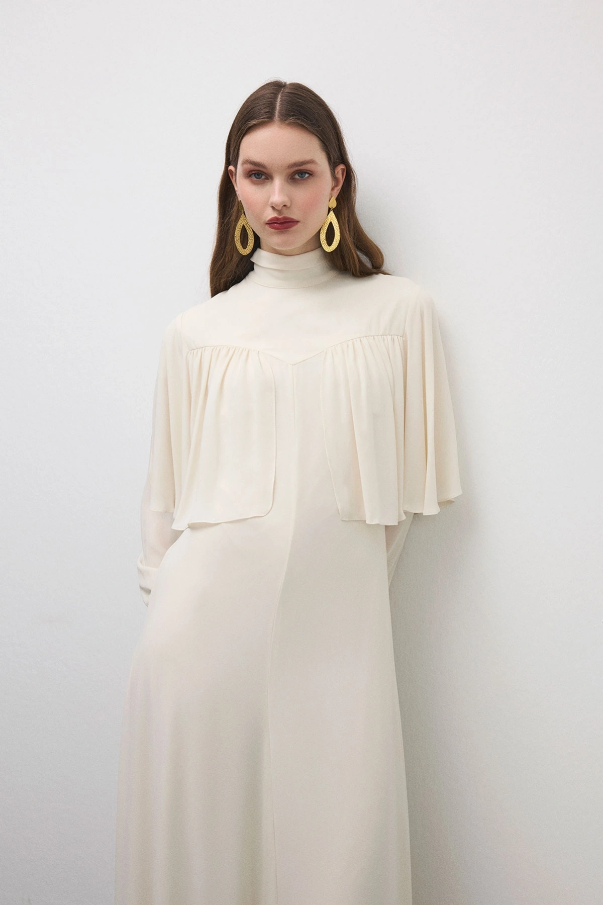 Essence Pelerinli Elbise Bej