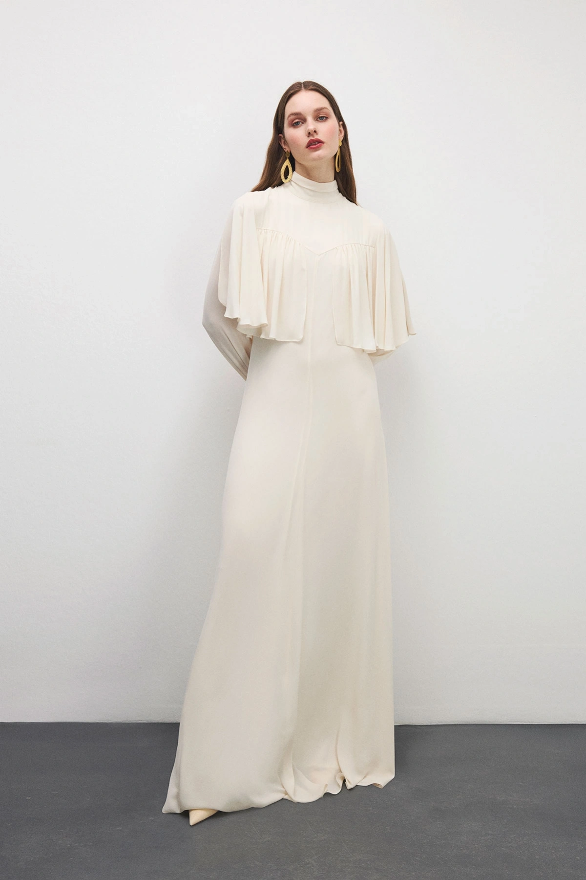 Essence Pelerinli Elbise Bej