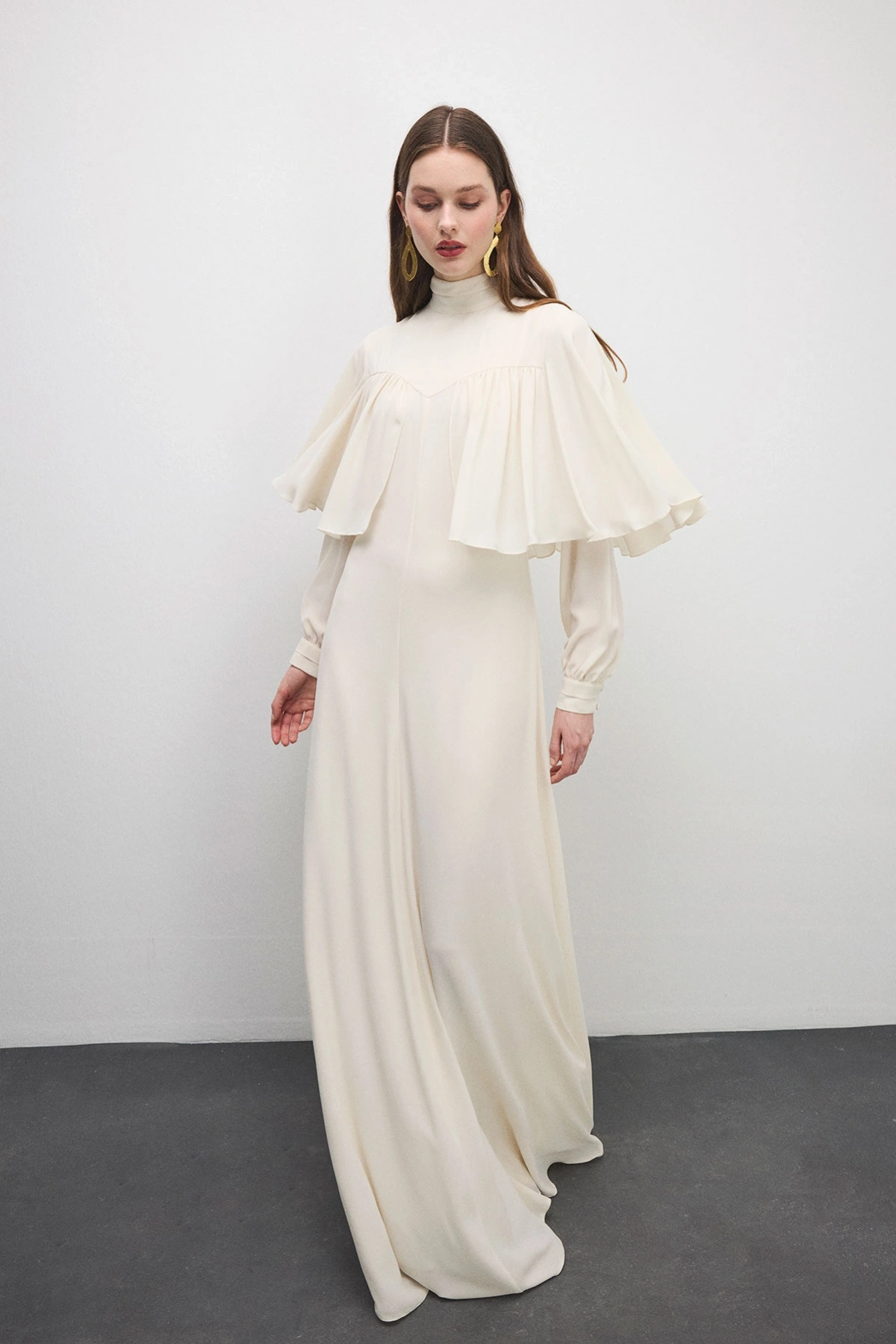 Essence Pelerinli Elbise Bej