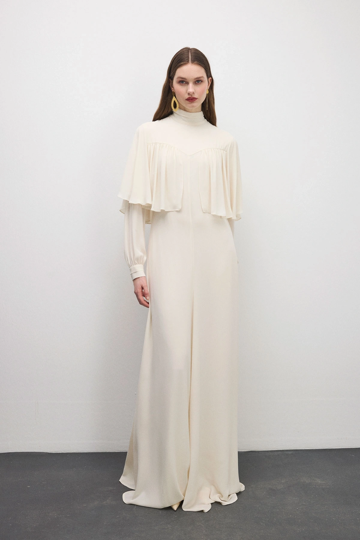 Essence Pelerinli Elbise Bej