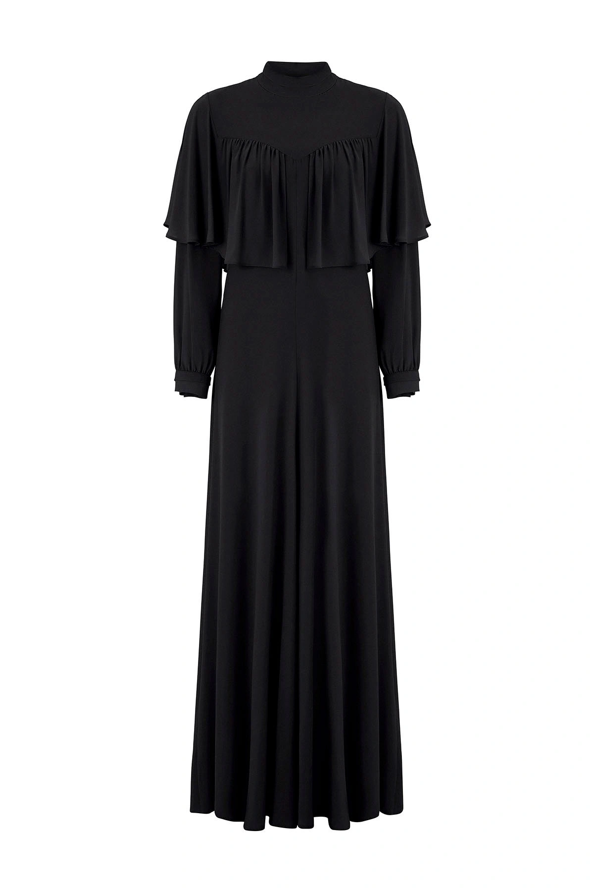 Essence Pelerinli Elbise Siyah