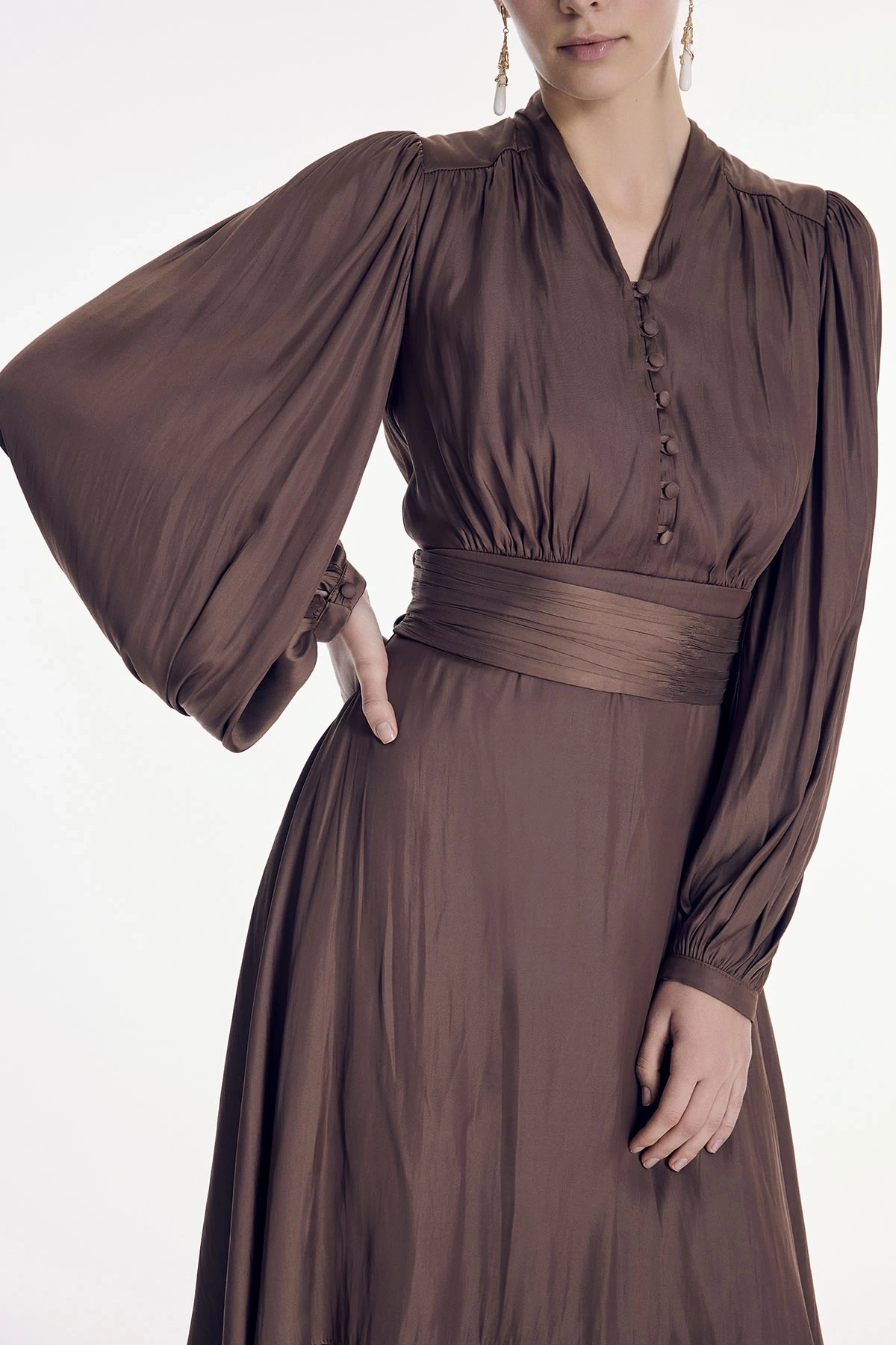 Leyan Elbise Kahverengi