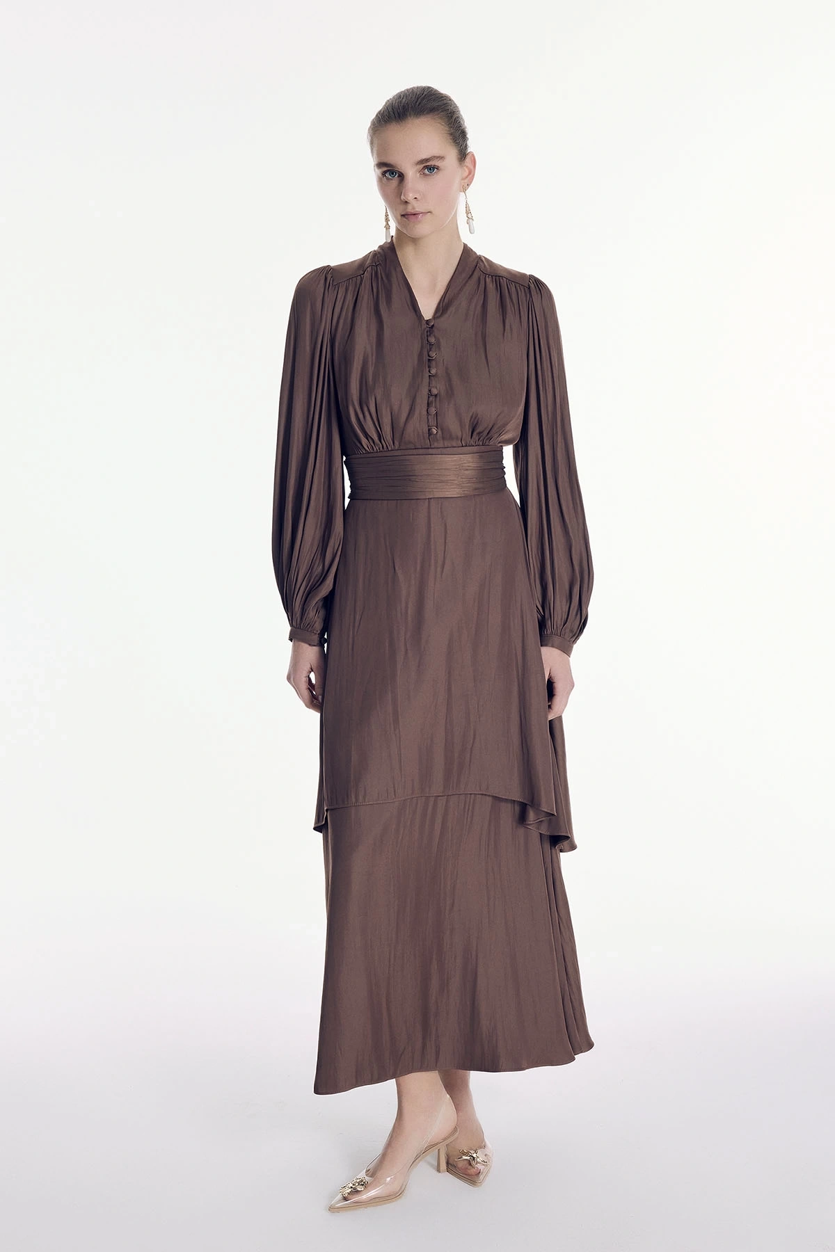 Leyan Elbise Kahverengi