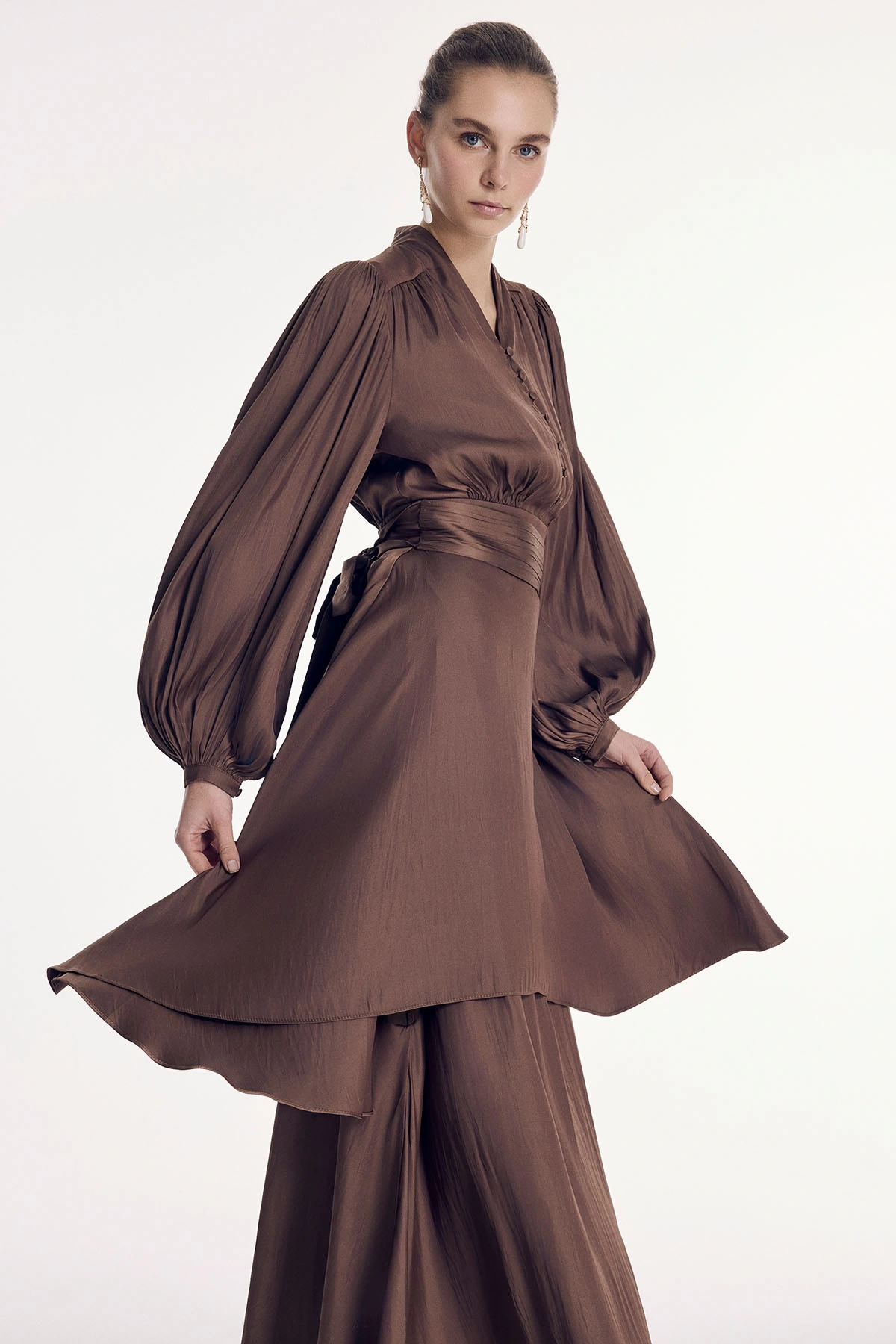 Leyan Elbise Kahverengi