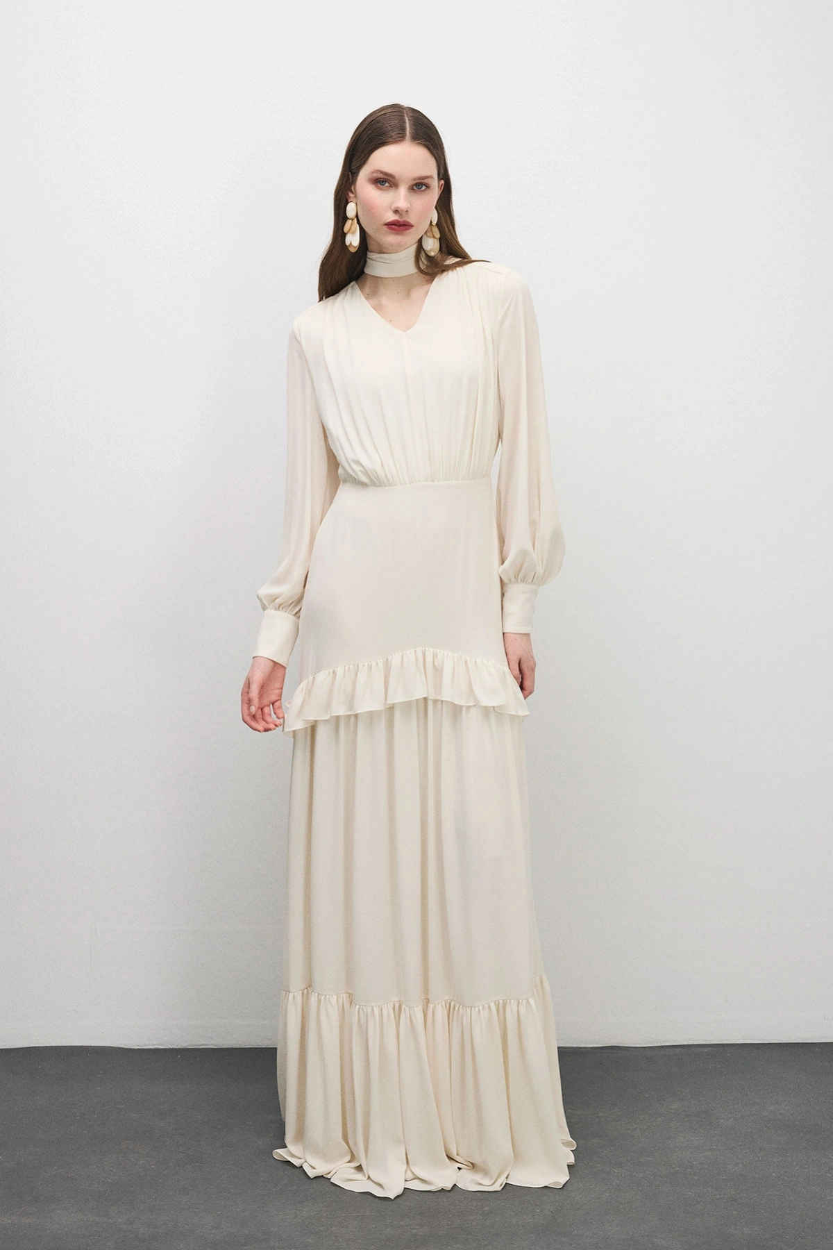 Midnight Fit Elbise Bej