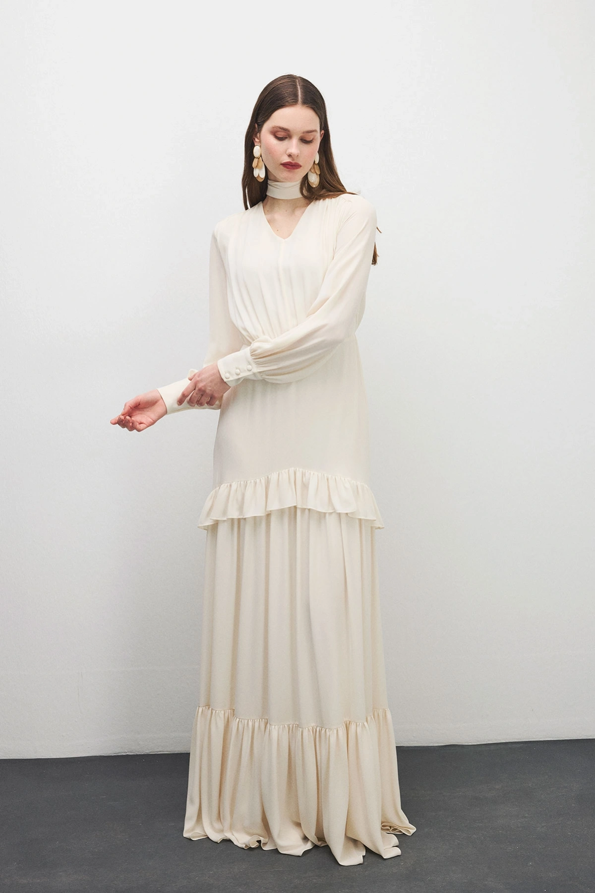 Midnight Fit Elbise Bej