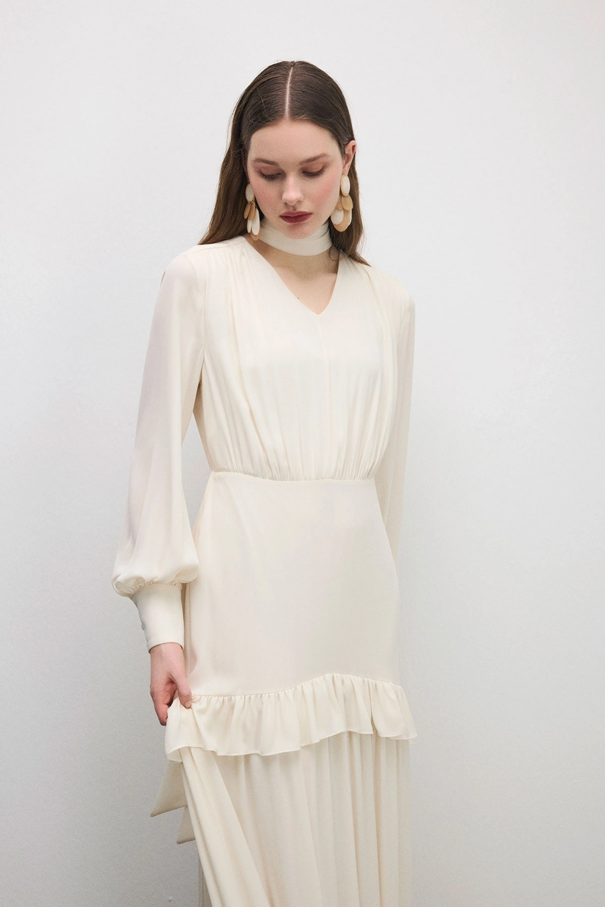 Midnight Fit Elbise Bej