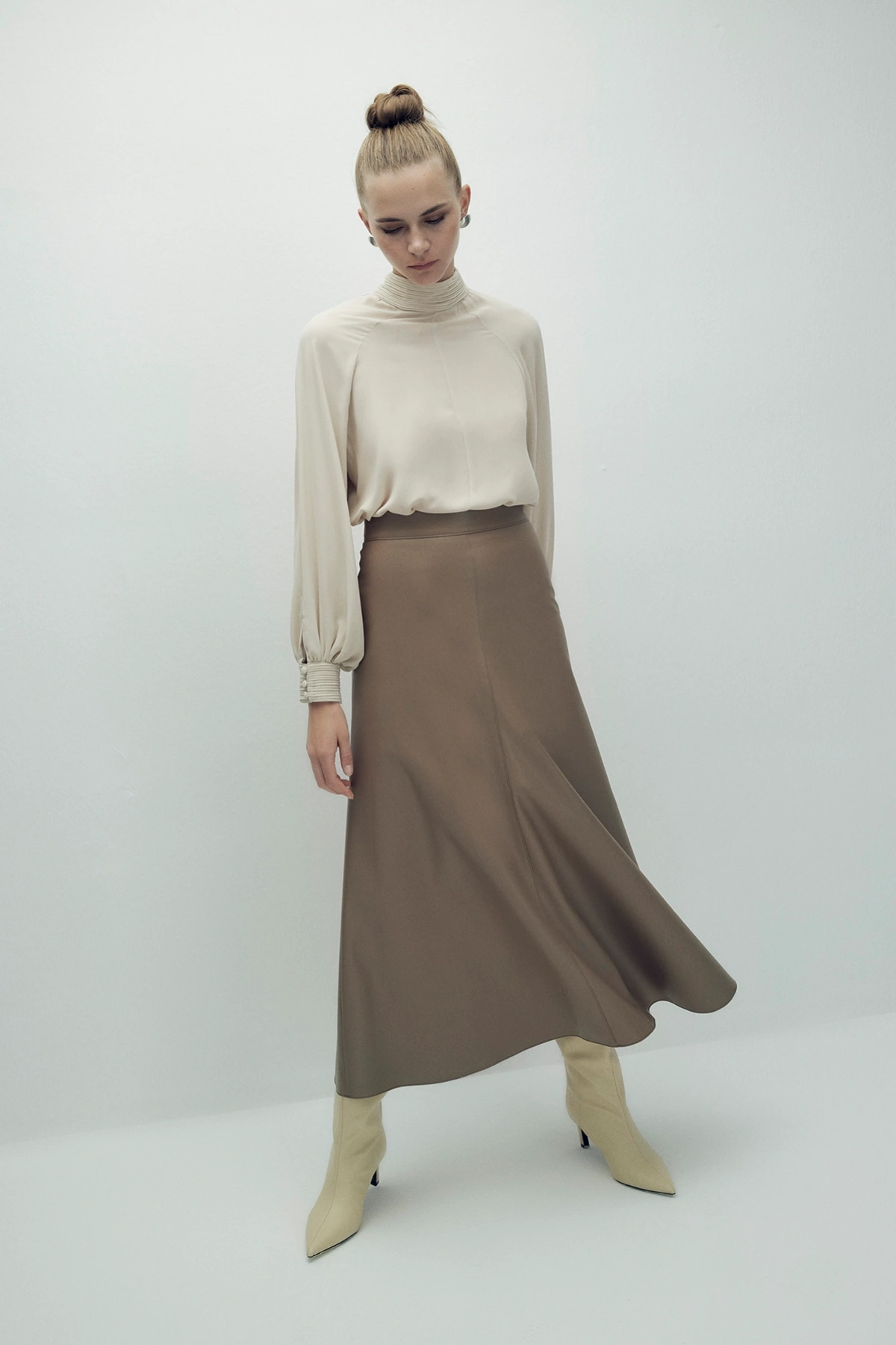 Perla Leather Skirt Mink