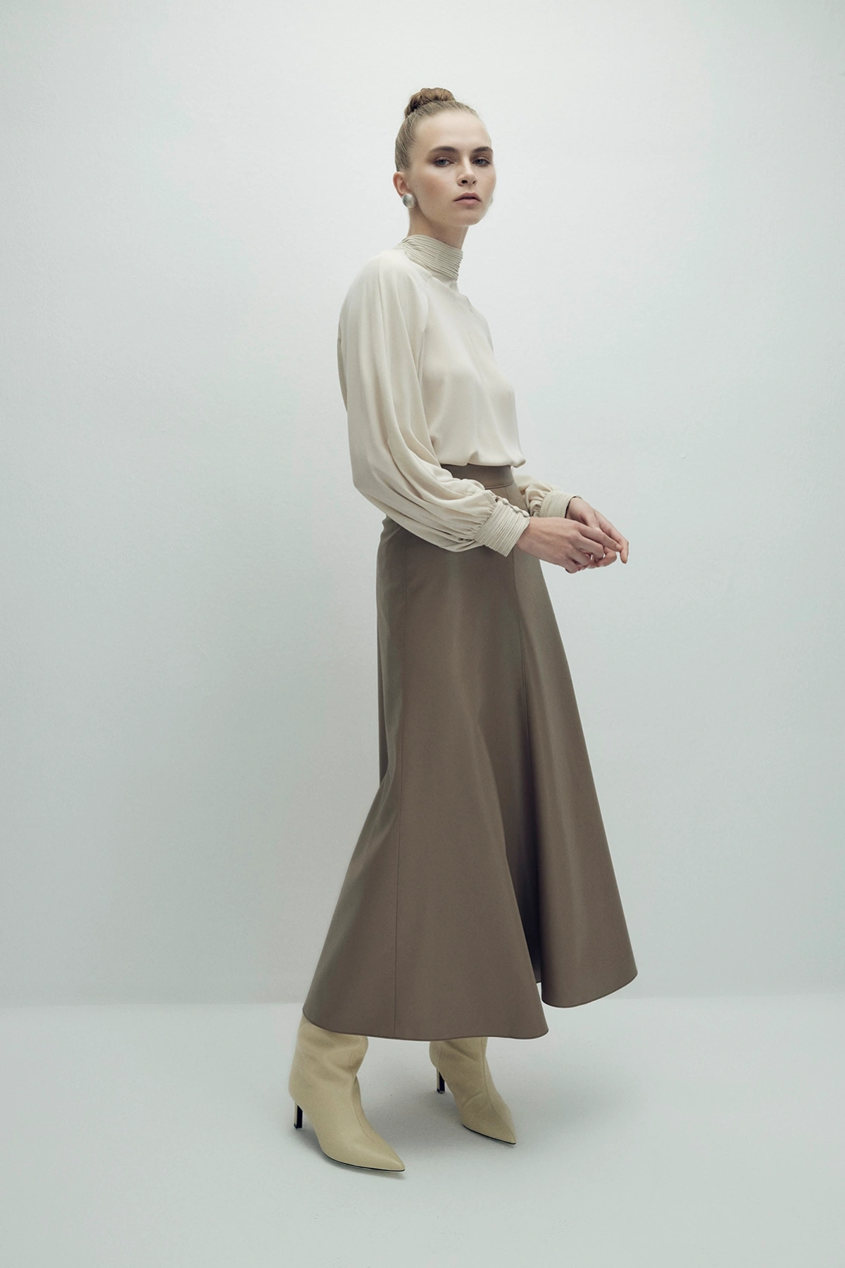 Perla Leather Skirt Mink
