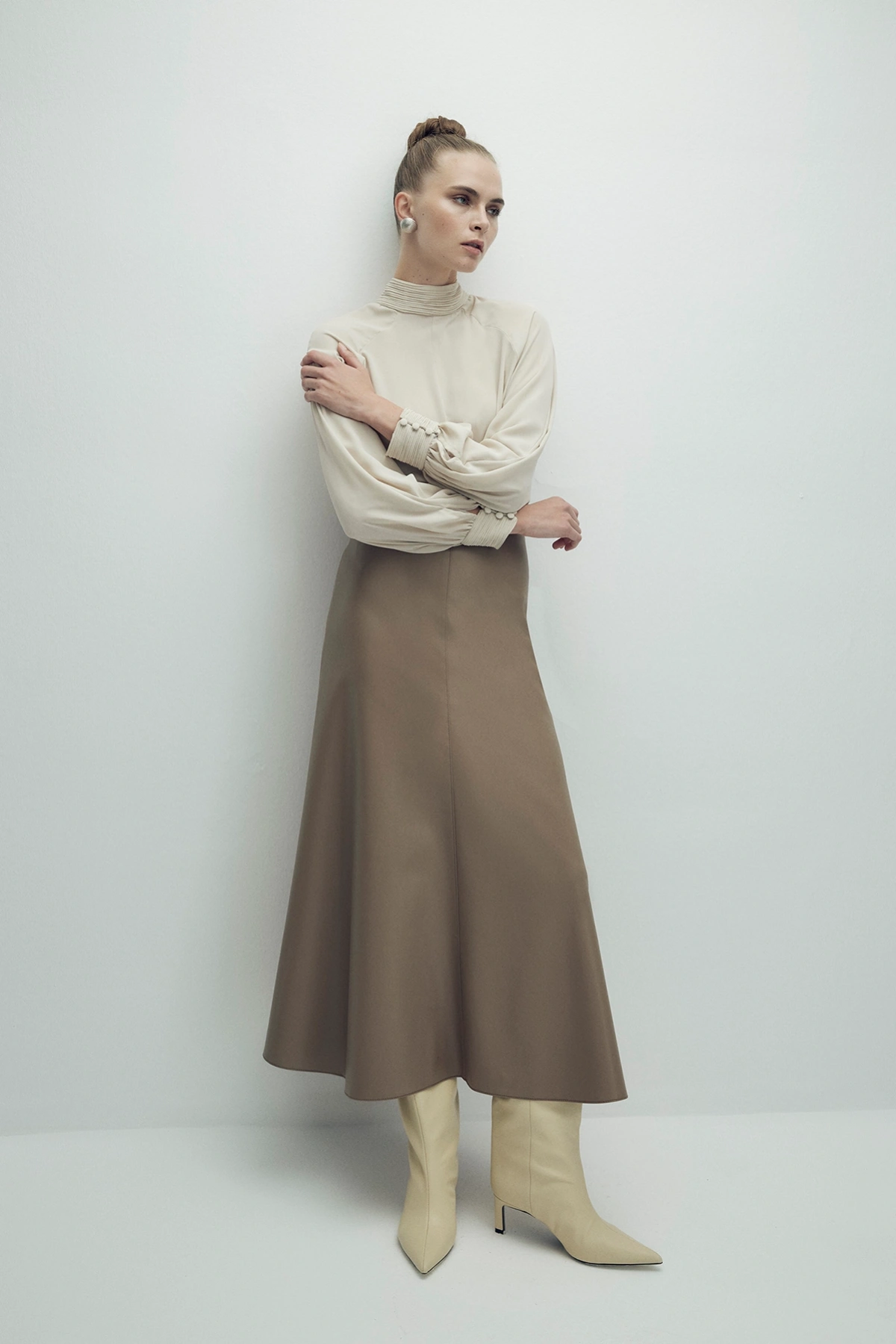 Perla Leather Skirt Mink