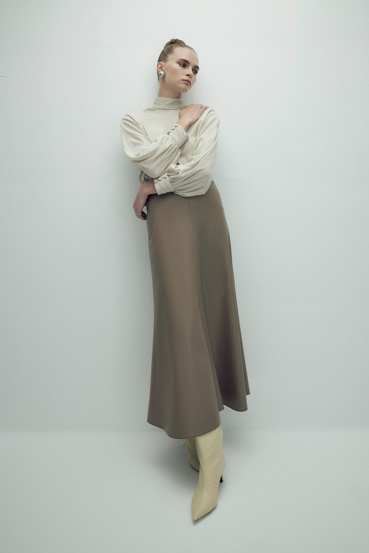Perla Leather Skirt Mink