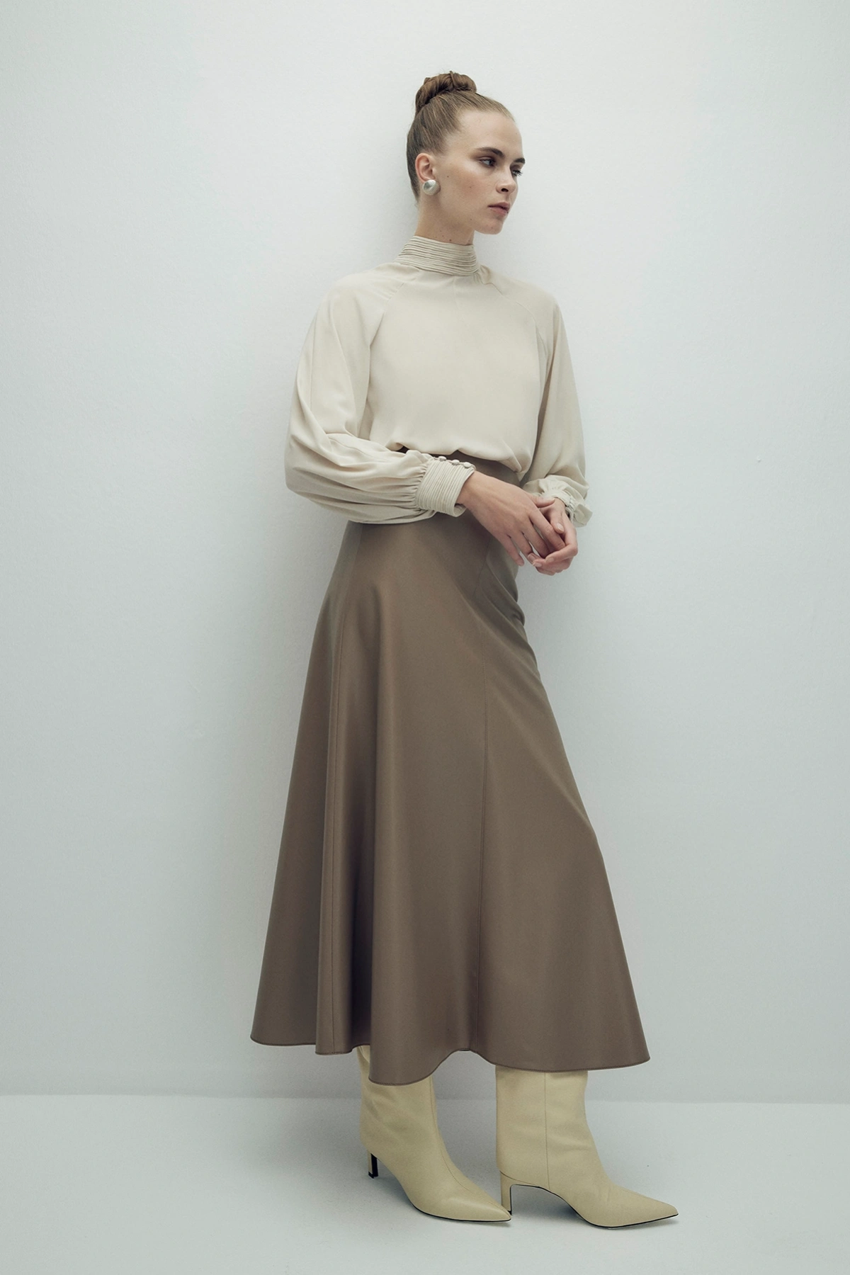 Perla Leather Skirt Mink