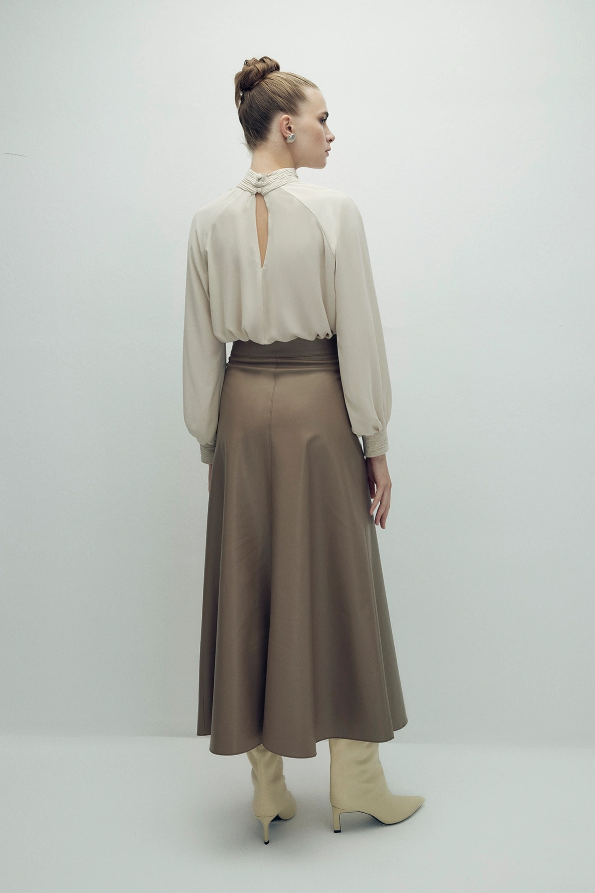 Perla Leather Skirt Mink