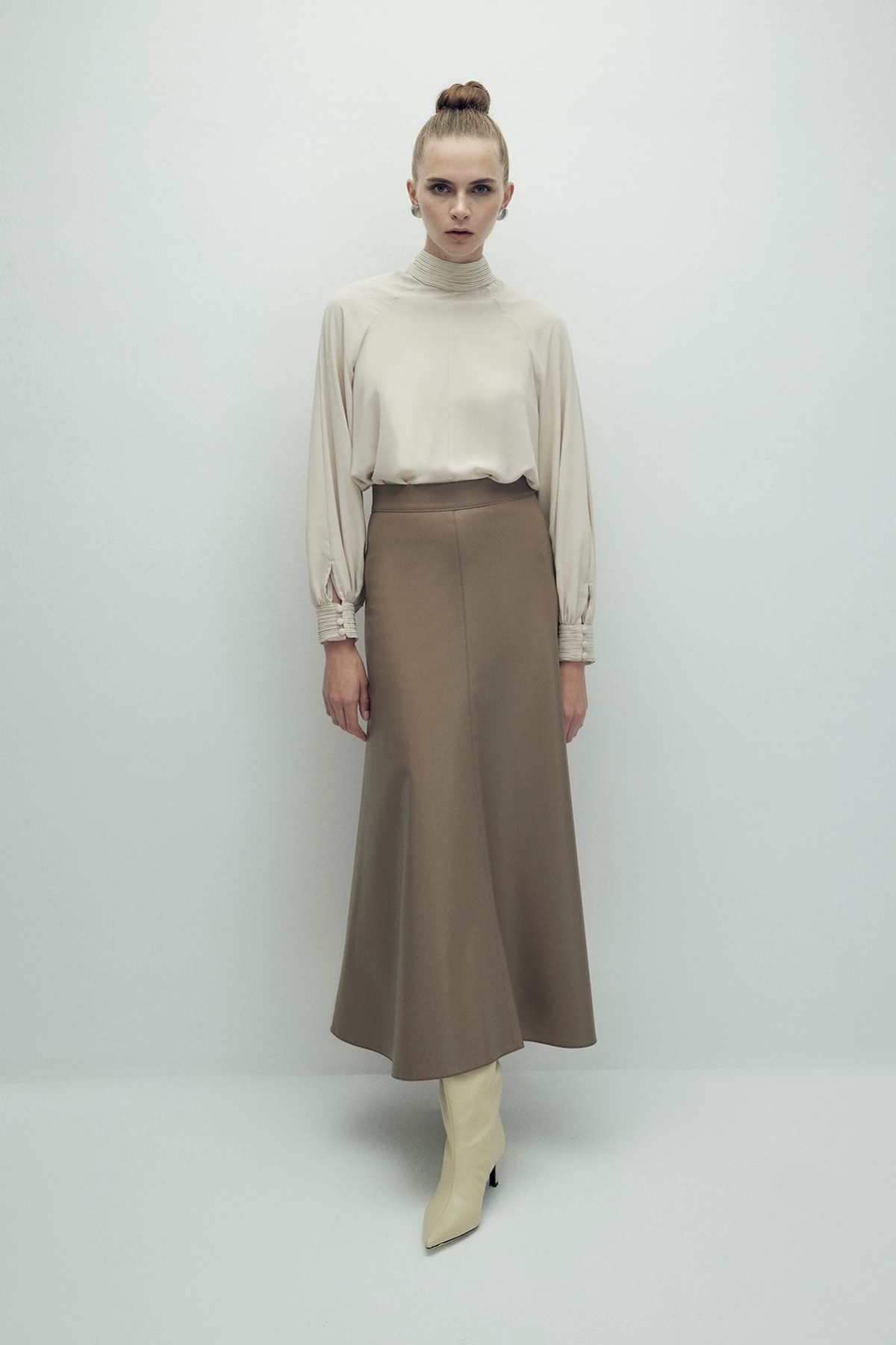 Perla Leather Skirt Mink