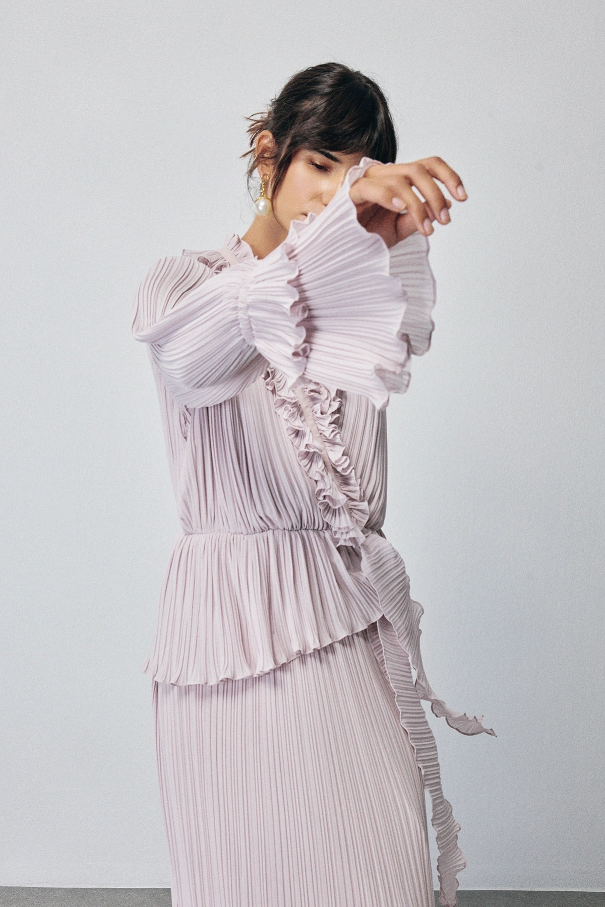 Sefora V Yaka Elbise Blush