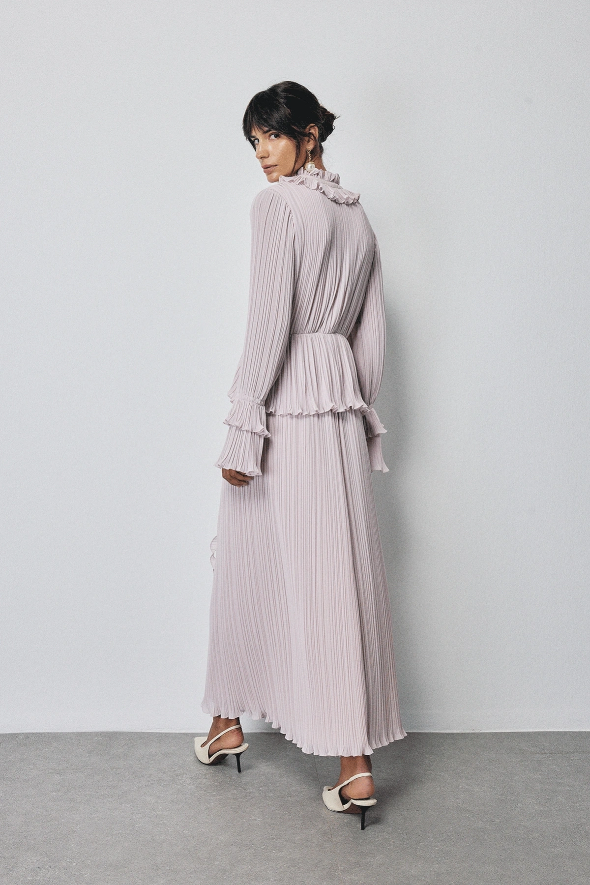 Sefora V Yaka Elbise Blush