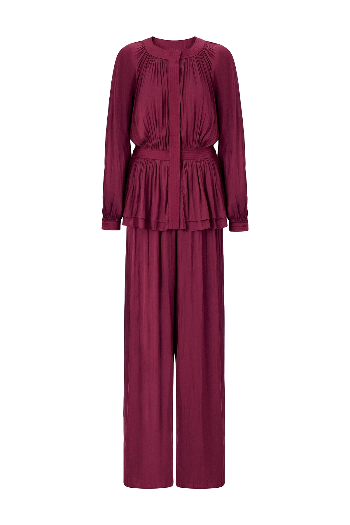 Trace Peplum Formlu Tulum Bordo