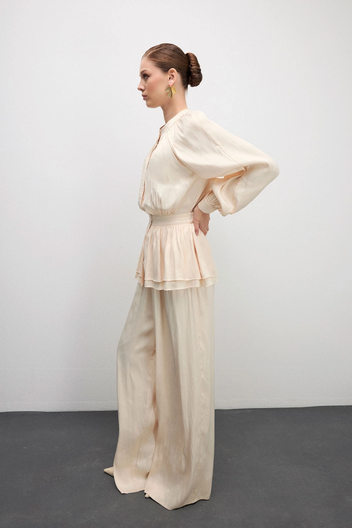 Trace Peplum Formlu Tulum Krem