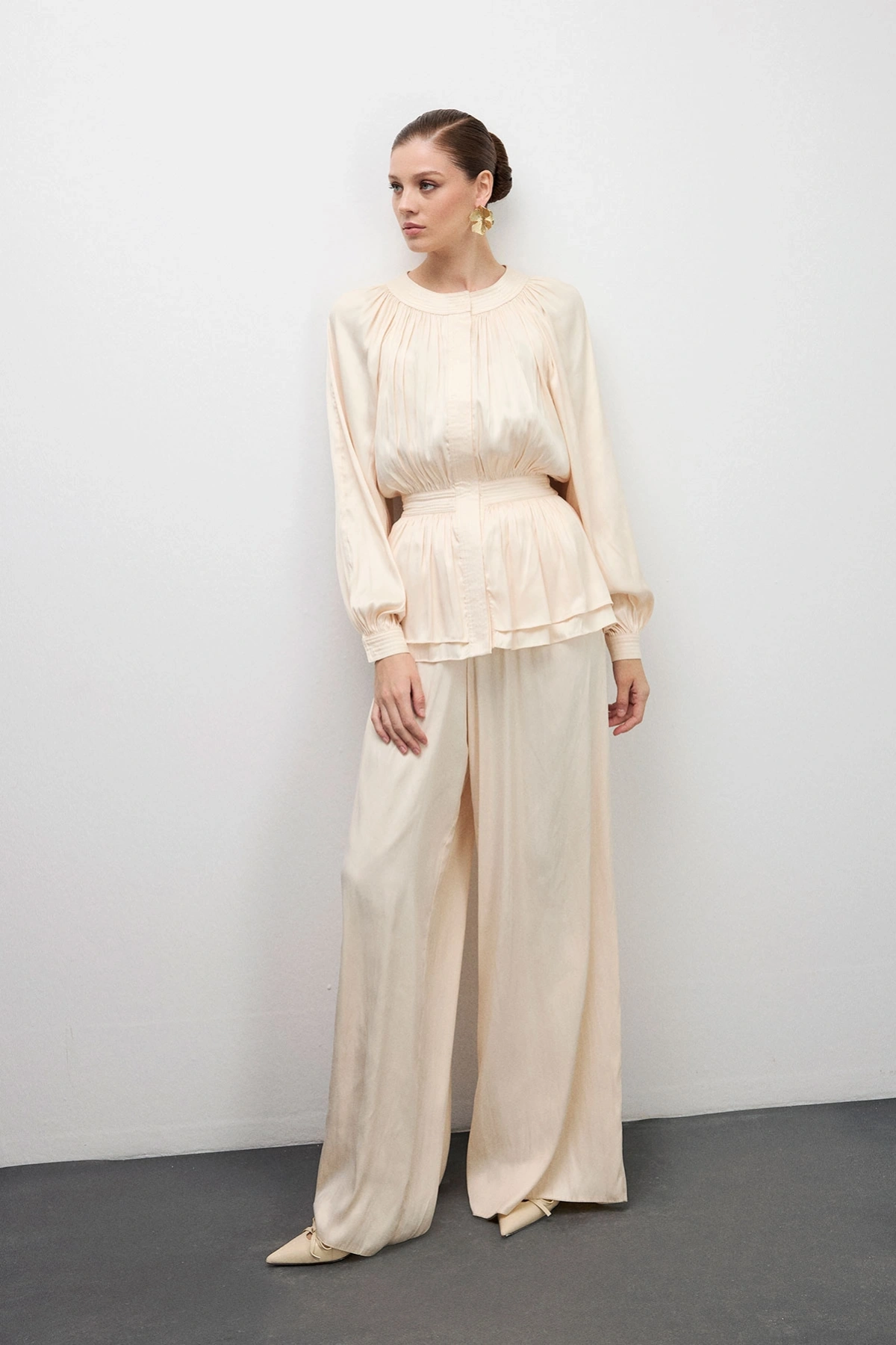 Trace Peplum Formlu Tulum Krem