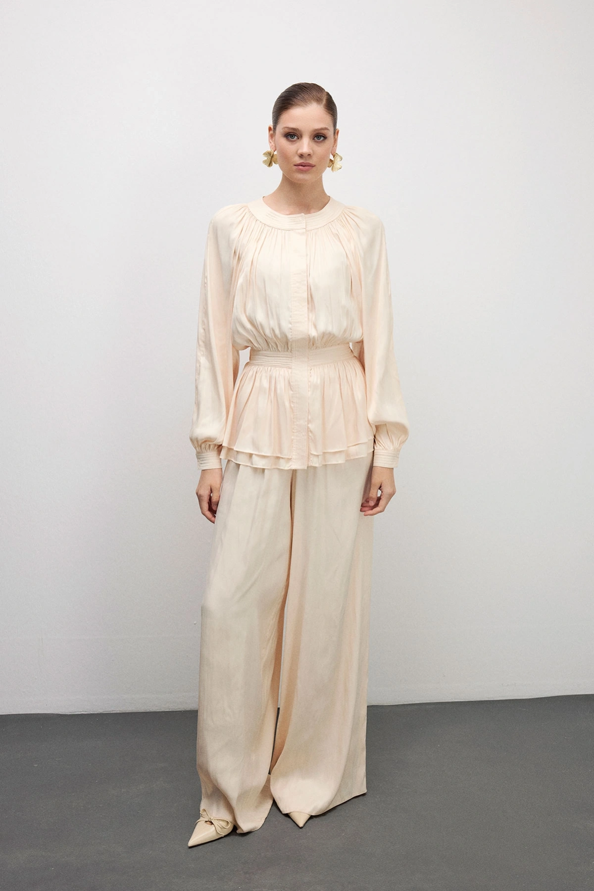 Trace Peplum Formlu Tulum Krem