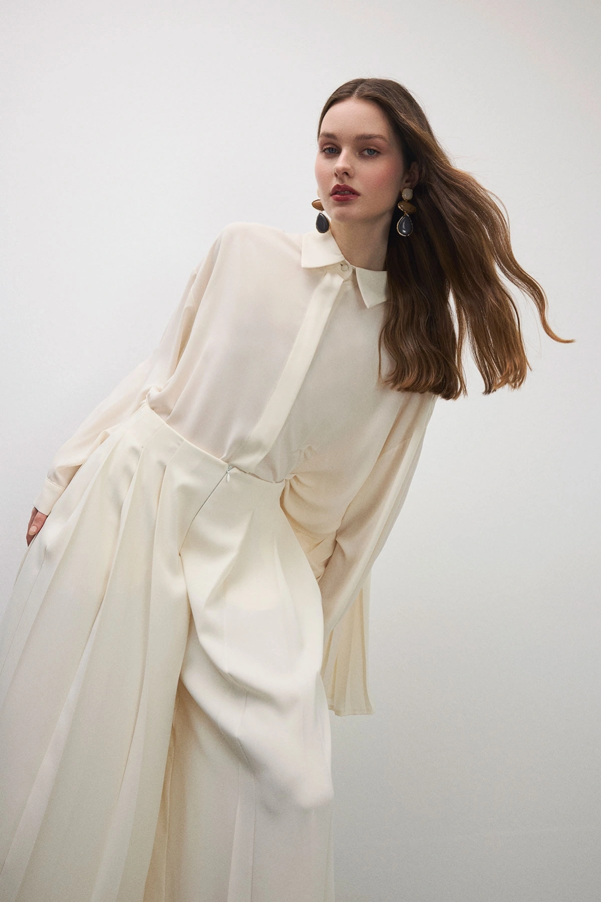 Valen Pileli Pantolon Bej