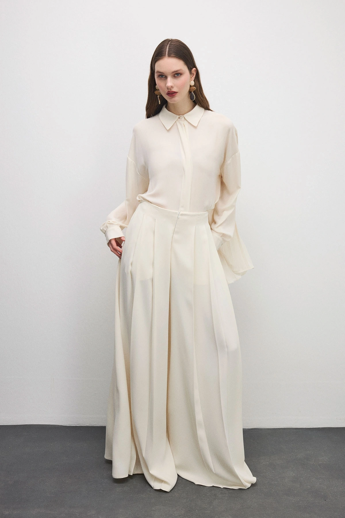 Valen Pileli Pantolon Bej