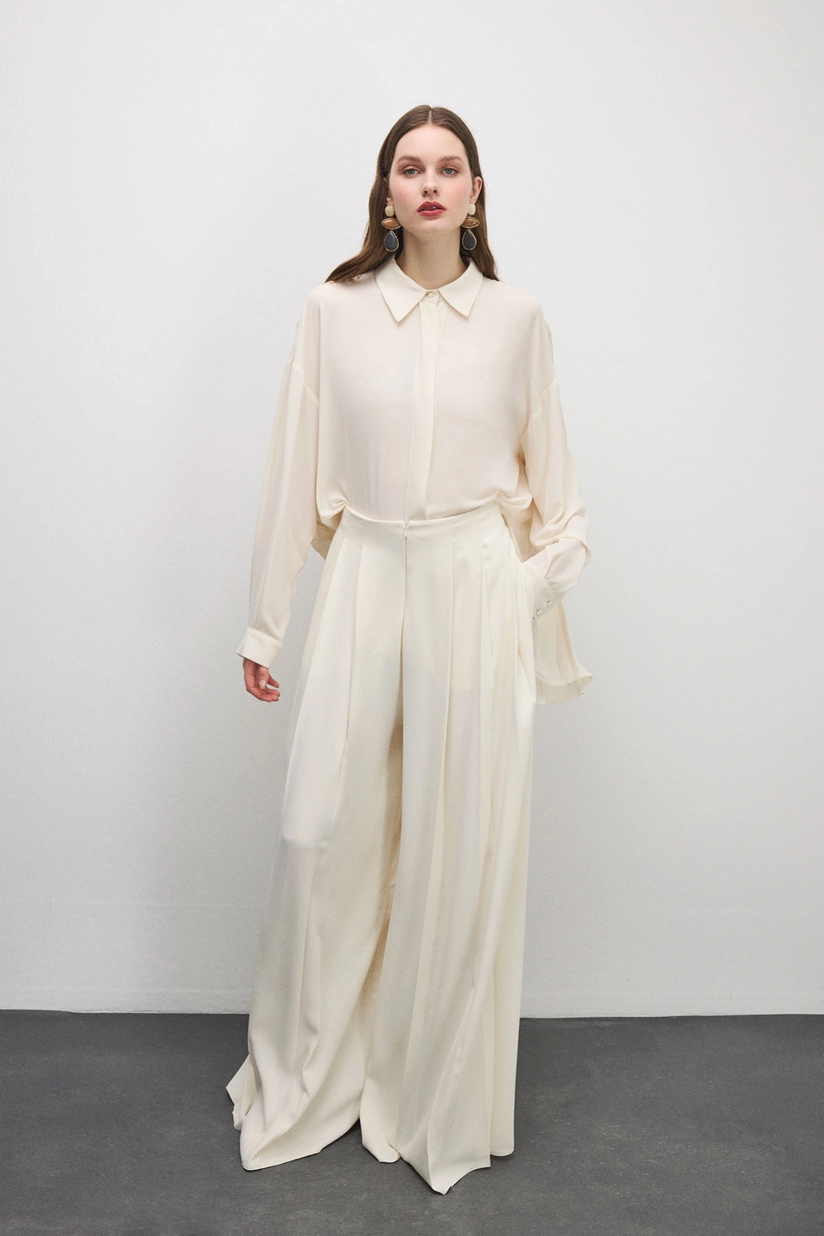 Valen Pileli Pantolon Bej