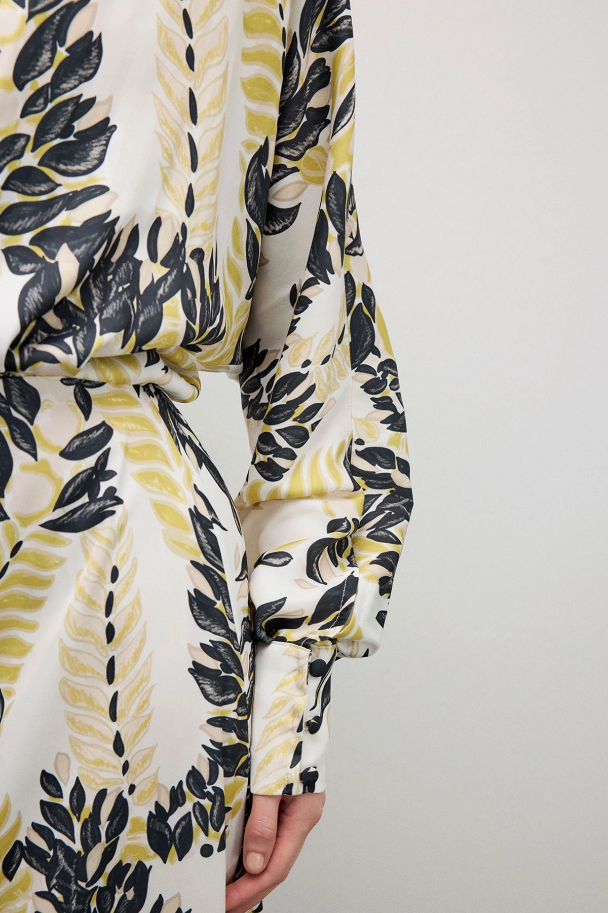 Velour Floral Desenli Elbise Asit