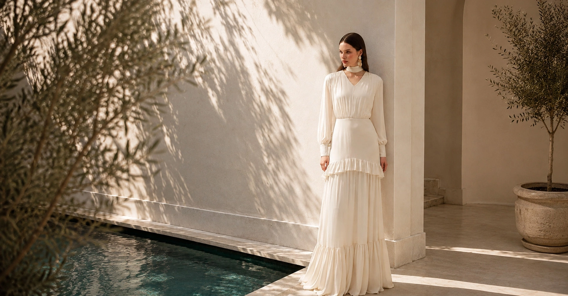 Long lines, delicate movement, and a calm expression of femininity.
