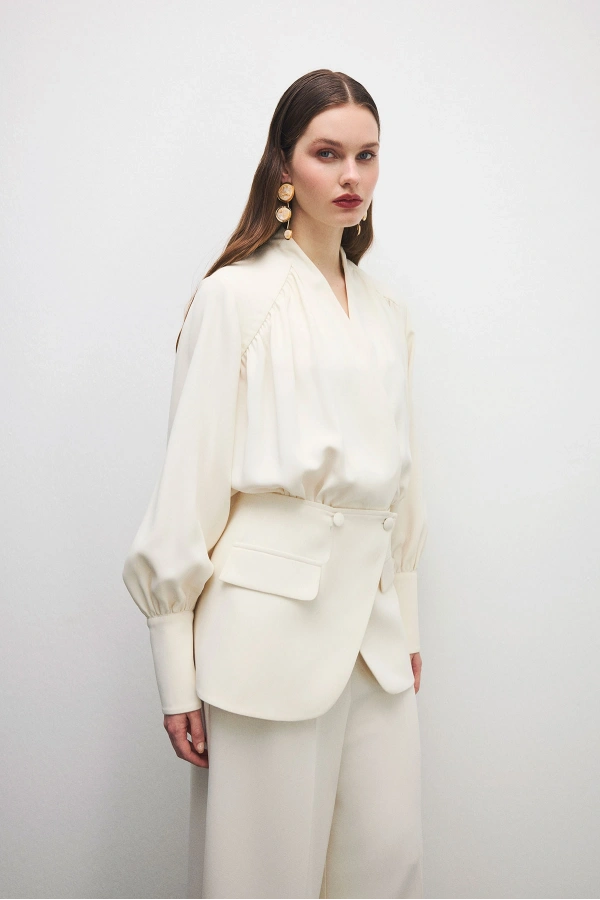 Blair V Yakalı Tulum Bej