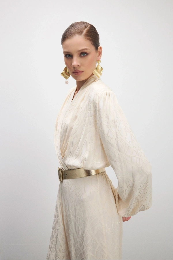 Taylor Asimetrik Yakalı Tulum Bej