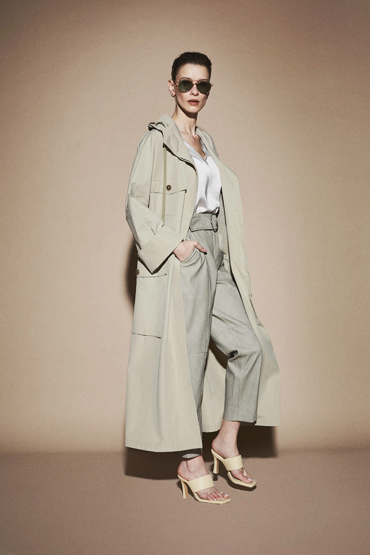 Case Kapüşonlu Trençkot Mint