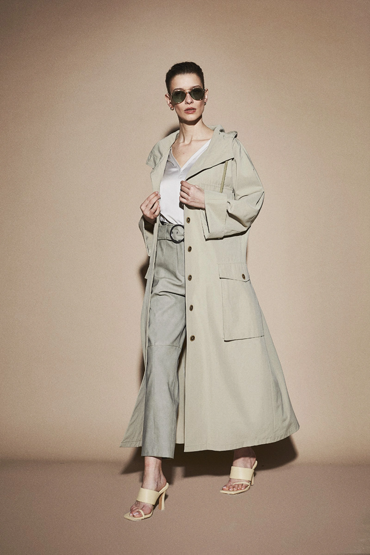 Case Kapüşonlu Trençkot Mint