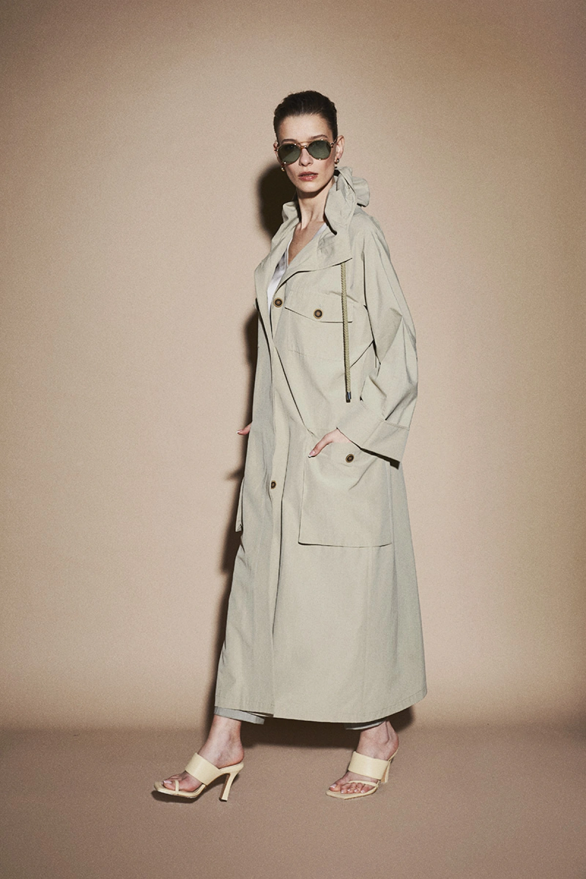 Case Kapüşonlu Trençkot Mint