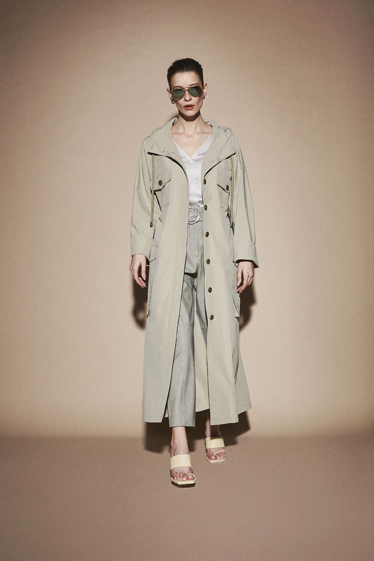 Case Kapüşonlu Trençkot Mint