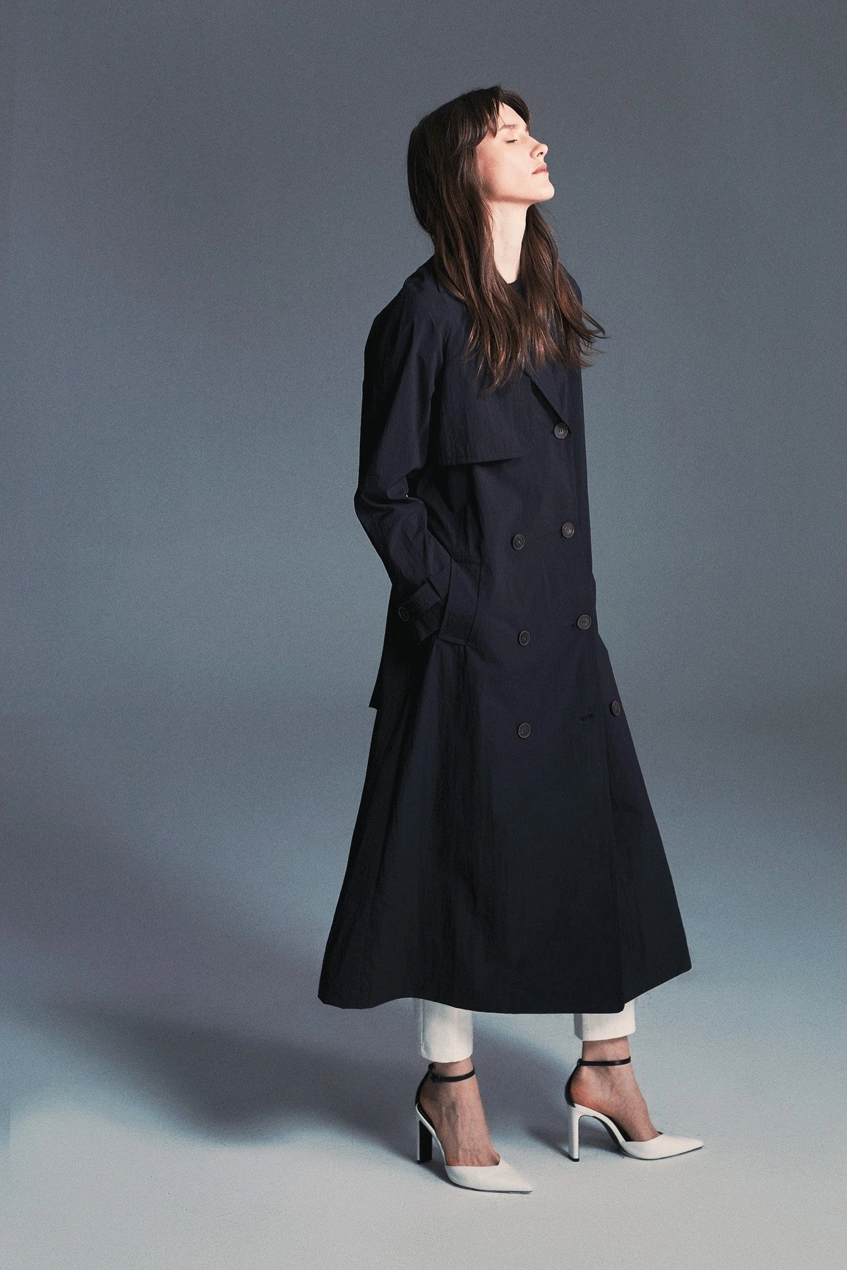 Brandon Kruvaze Kapamalı Trençkot Siyah