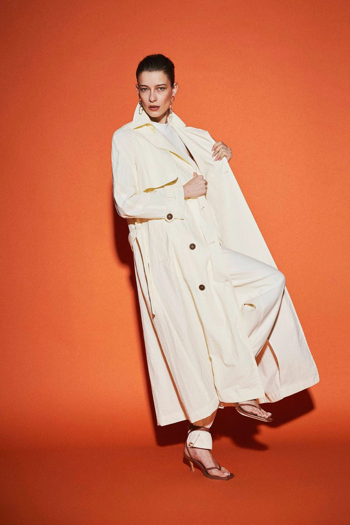 Brandon Kruvaze Kaplamalı Trençkot Ekru