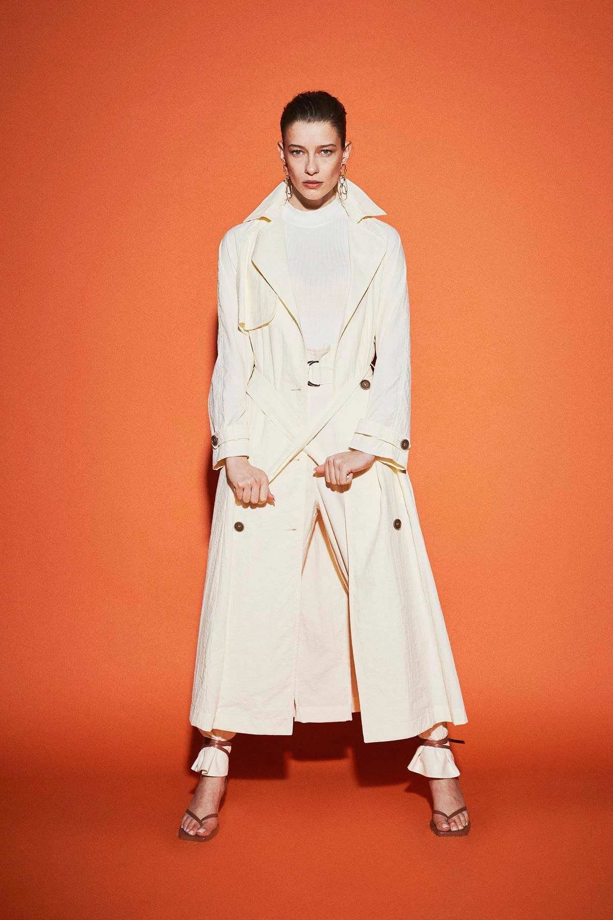 Brandon Kruvaze Kaplamalı Trençkot Ekru