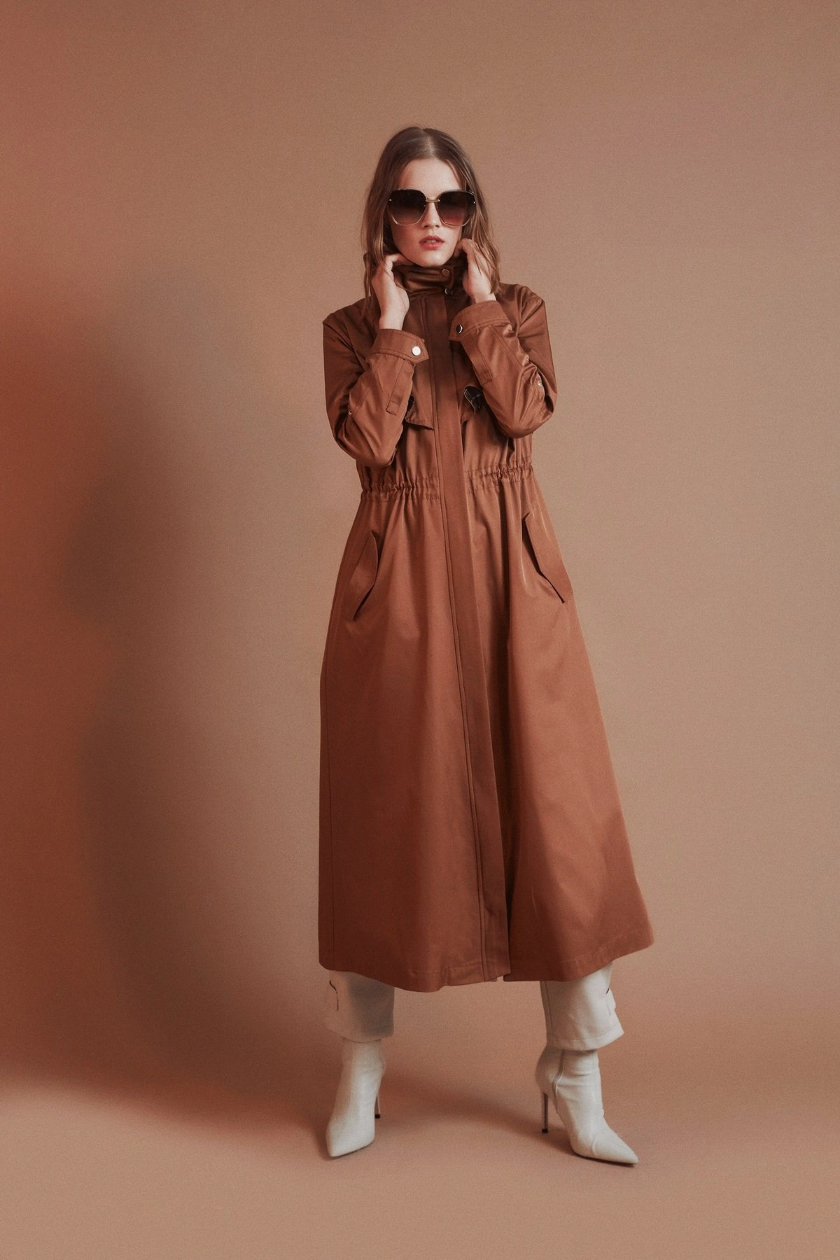 London Hooded Trench Coat Caramel