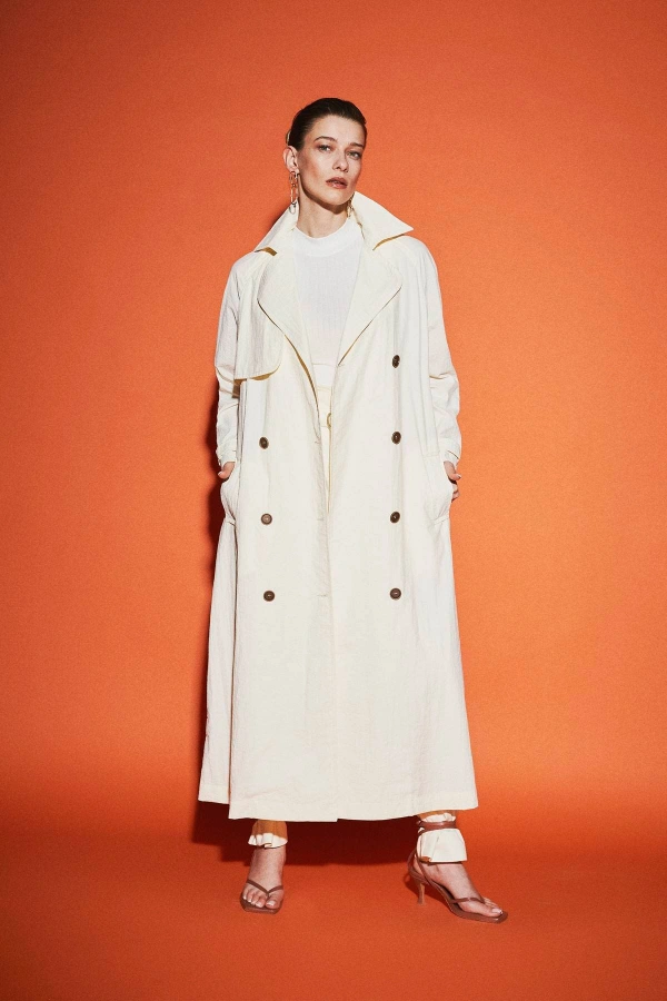 Brandon Kruvaze Kaplamalı Trençkot Ekru